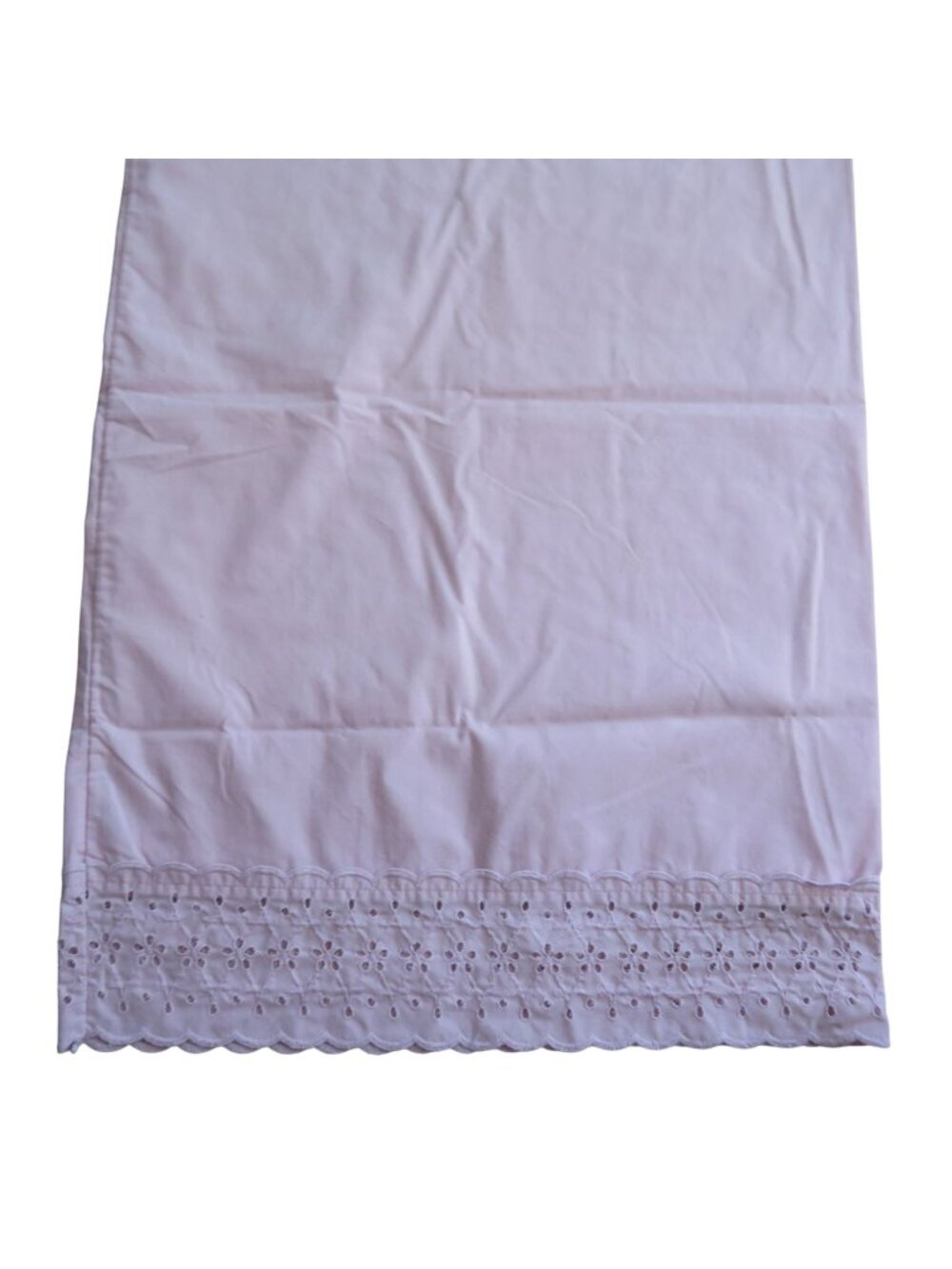 Vintage Wamsutta Standard Pillowcase Pink Eyelet Lace Percale Made In USA